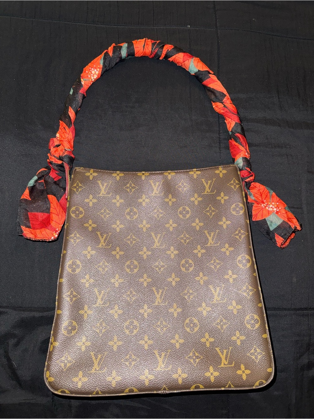 Vintage Louis Vuitton Looping GM Brown Monogram Shoulder Bag with Tan Handle